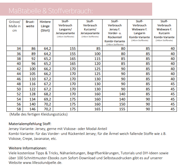 Ebook / Schnittmuster lillesol women No.65 Raglanshirt "Combina" *mit Video Nähanleitung*