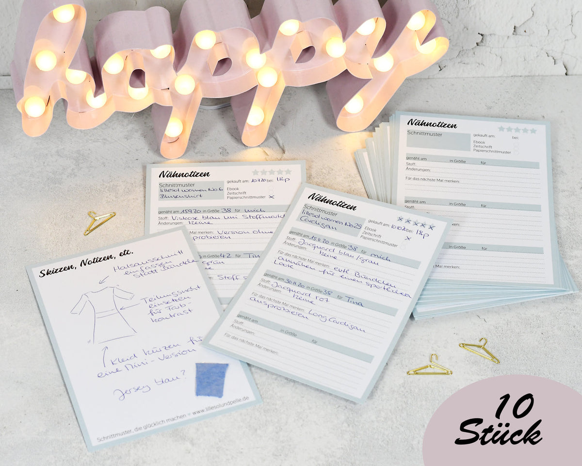 Nähnotizen Karten-Set mit 10 Stück