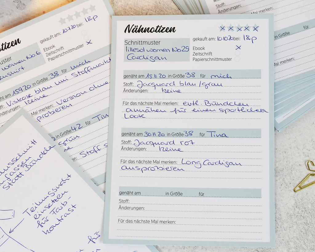 Nähnotizen Karten-Set mit 20 Stück