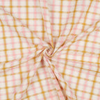 Baumwoll Seersucker Karos - rosé/senf - Reststück 1,5M