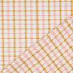 Baumwoll Seersucker Karos - rosé/senf - Reststück 1,5M