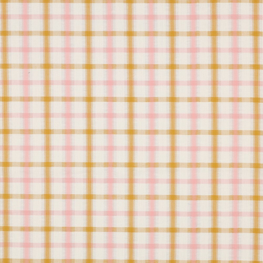 Baumwoll Seersucker Karos - rosé/senf