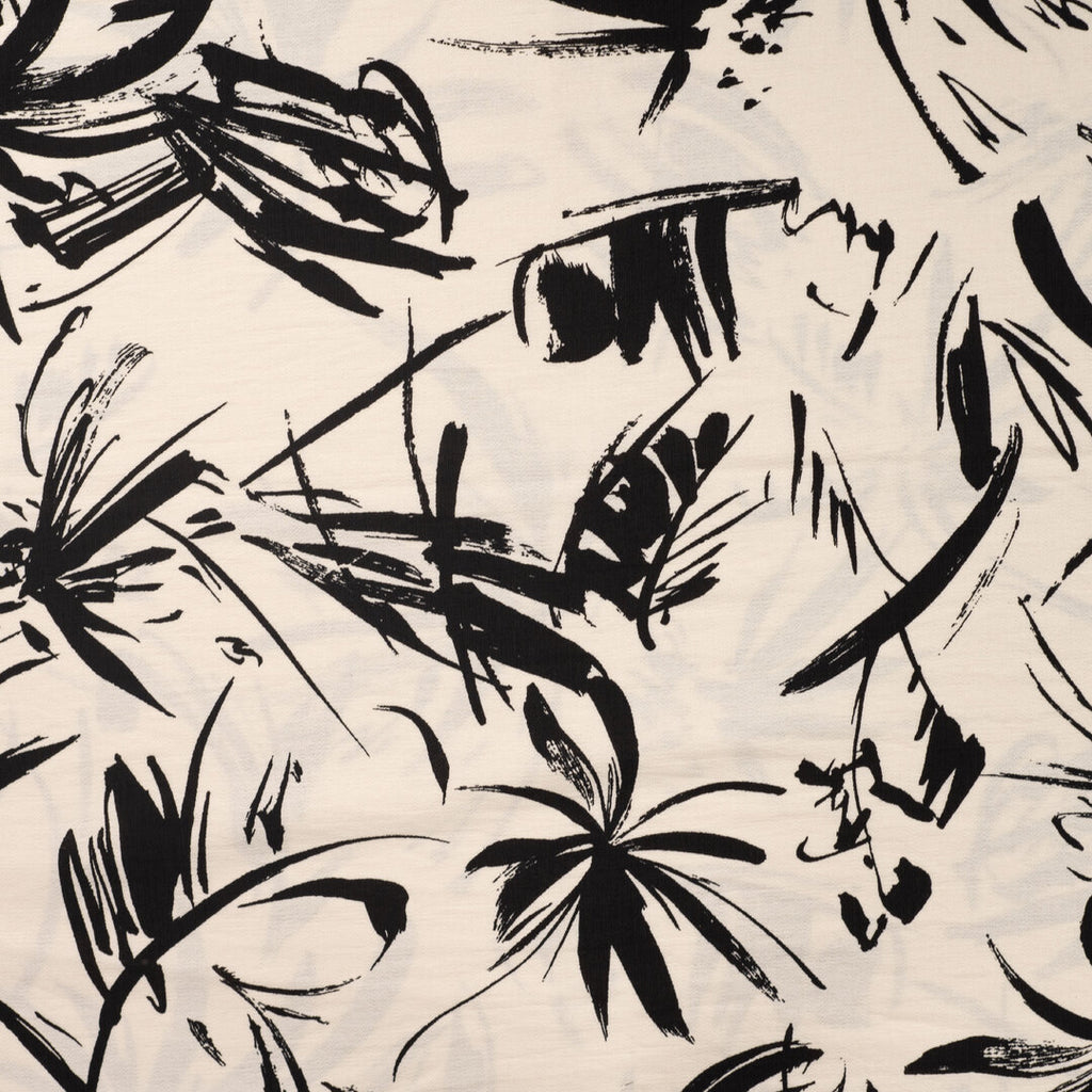 Viskosegemisch "Air Flow Print" - schwarz/ecru