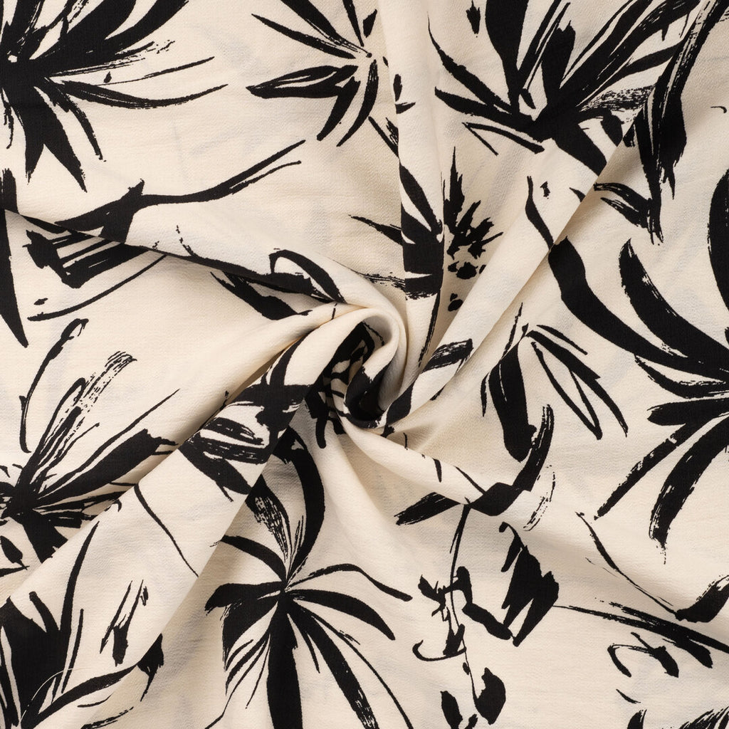 Viskosegemisch "Air Flow Print" - schwarz/ecru