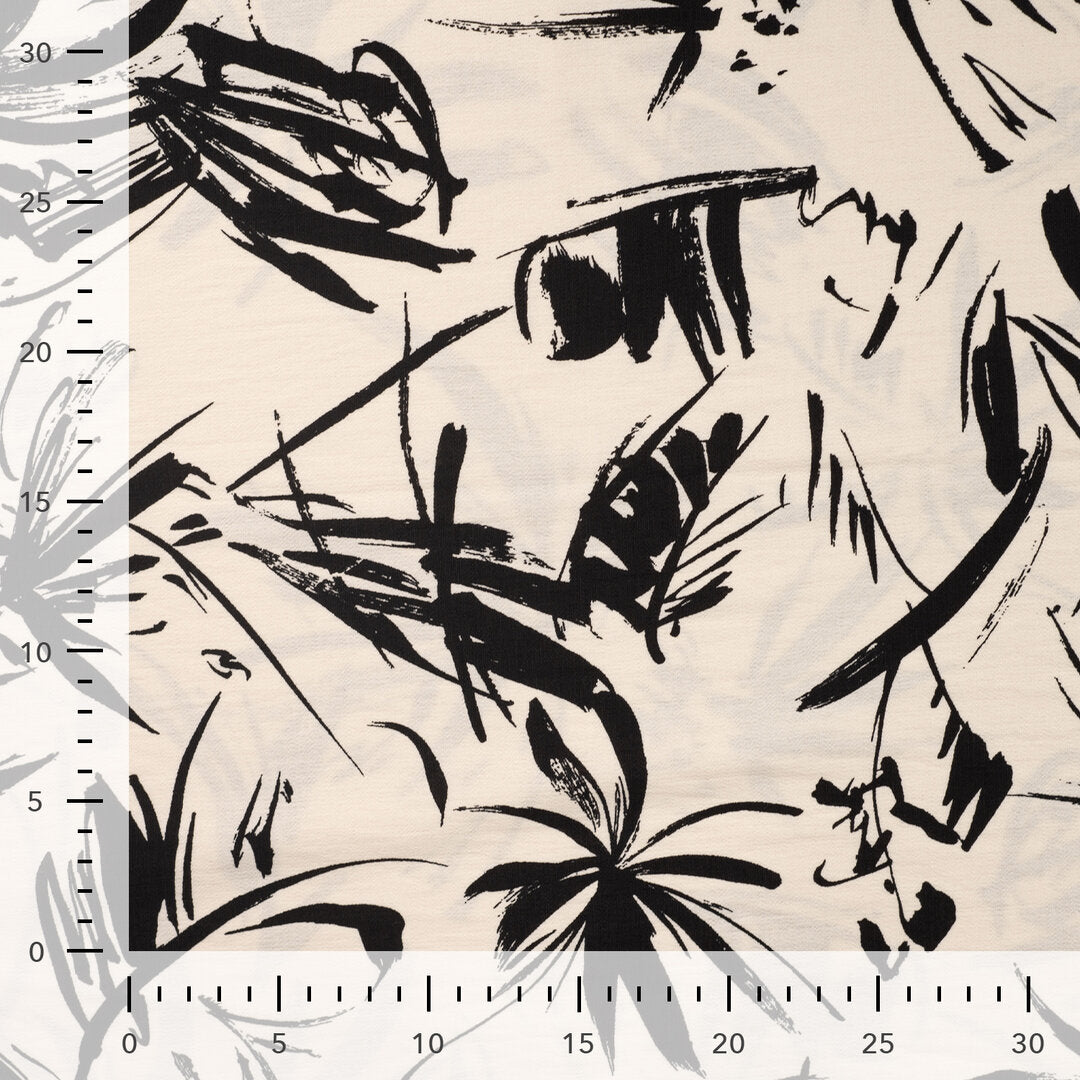 Viskosegemisch "Air Flow Print" - schwarz/ecru