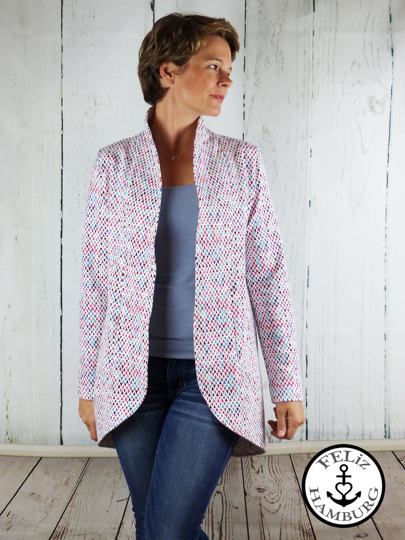 Designbeispiel: lillesol women No.46 LongCardigan Schalkragen