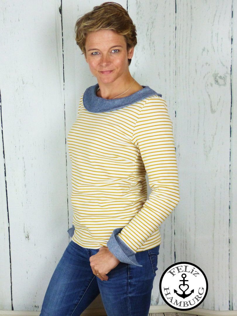 Designbeispiel: lillesol women No.47 Shirt mit Uboot-Kragen