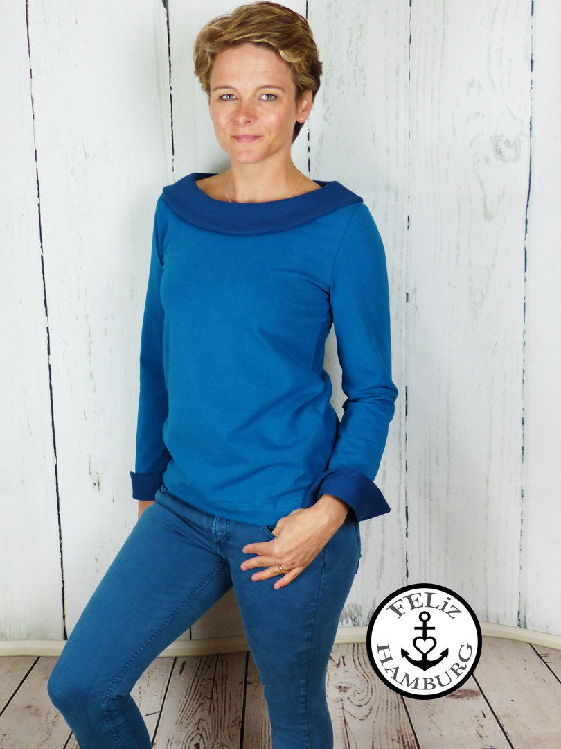 Designbeispiel: lillesol women No.47 Shirt mit Uboot-Kragen