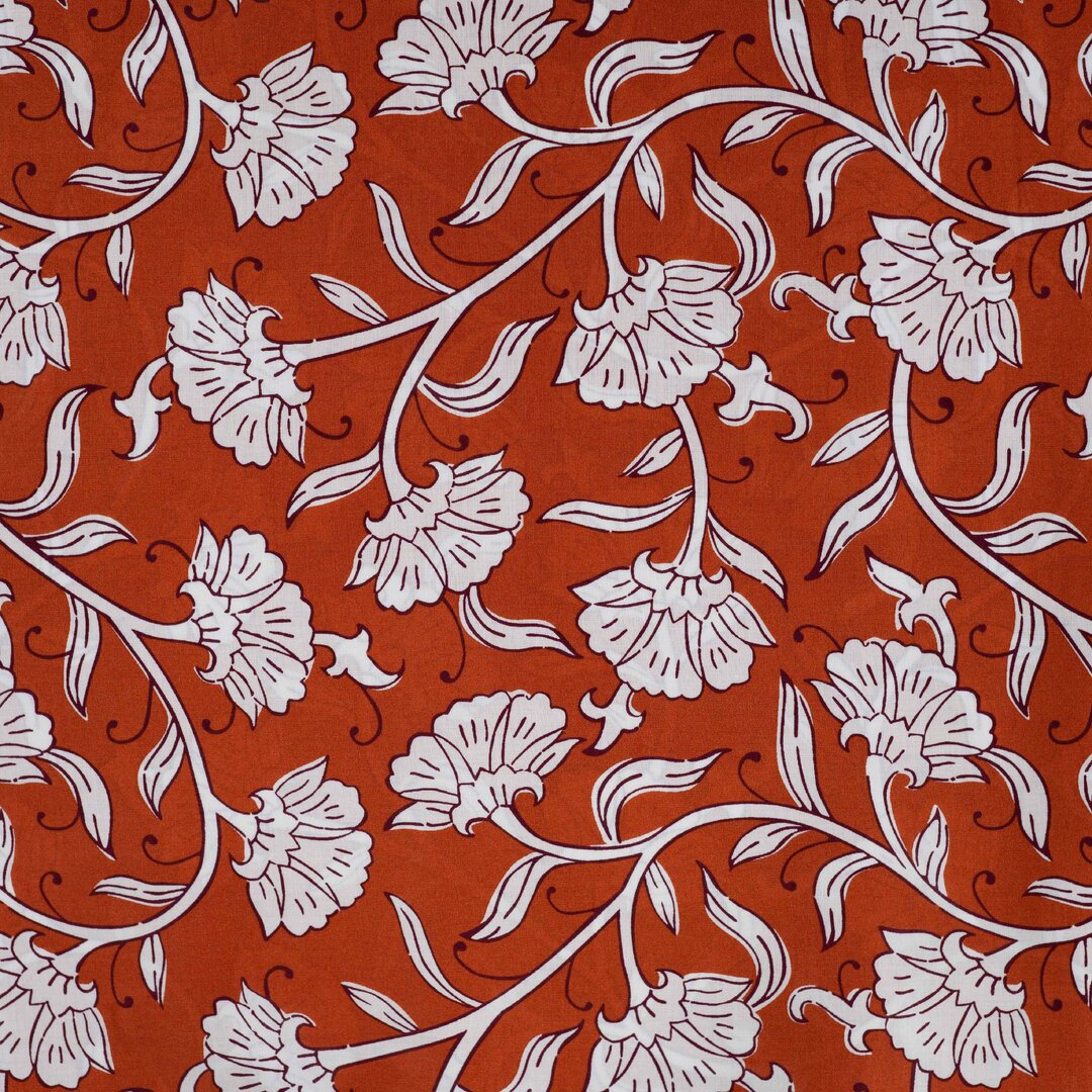 Baumwoll Voile "Flowers" - cognac