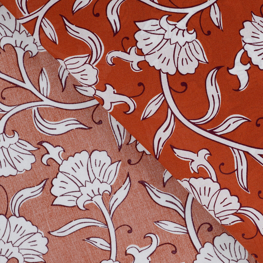 Baumwoll Voile "Flowers" - cognac