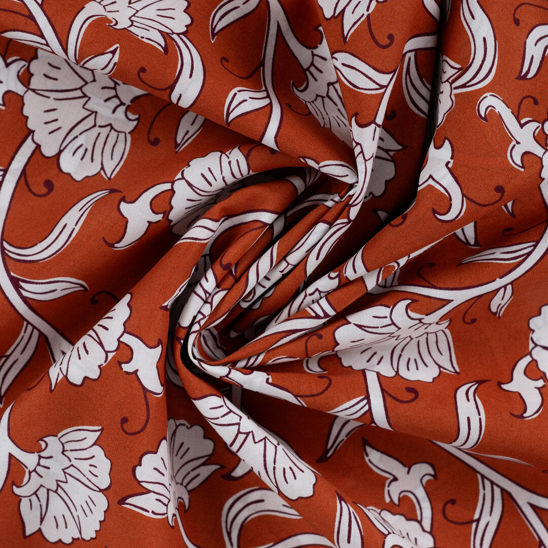 Baumwoll Voile "Flowers" - cognac