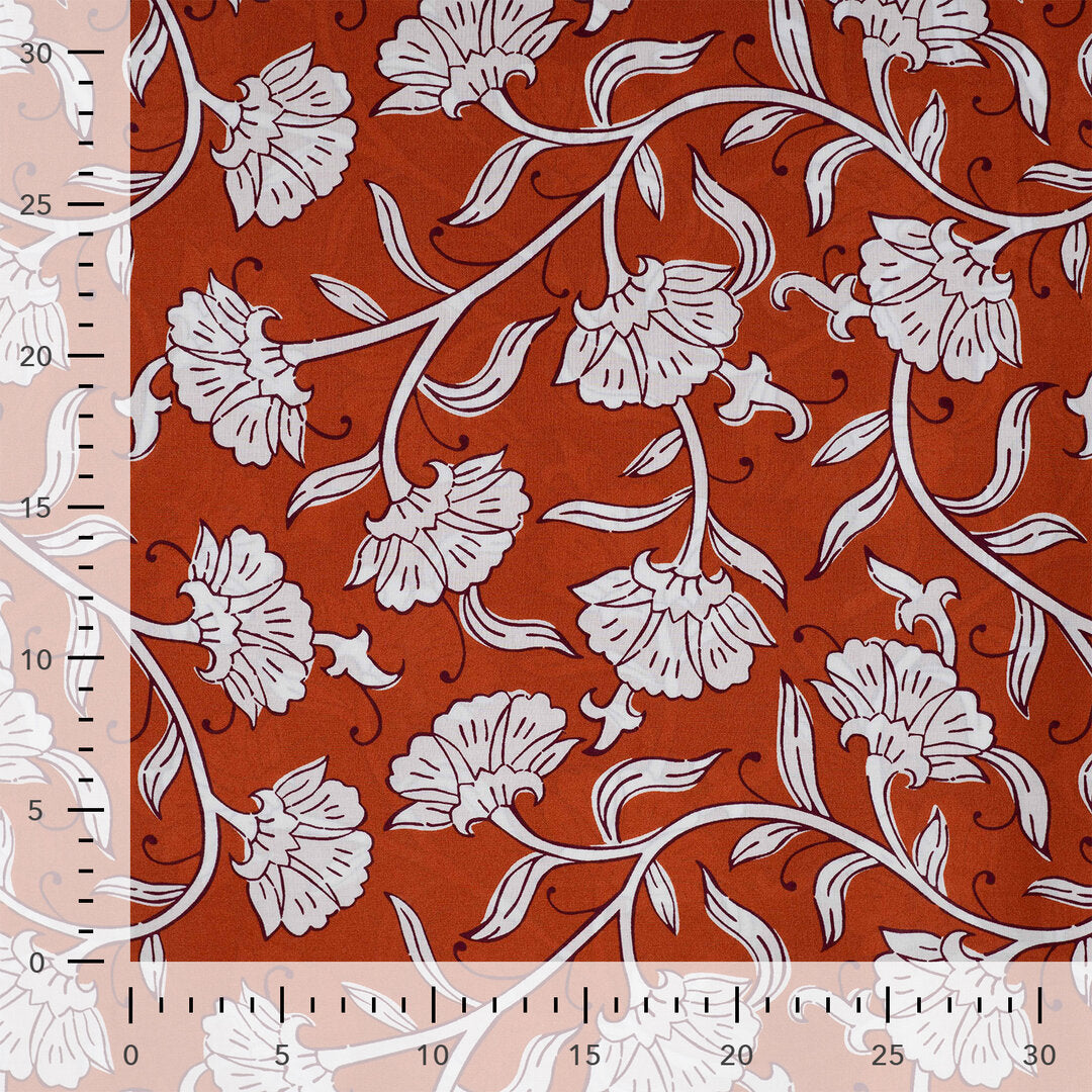 Baumwoll Voile "Flowers" - cognac