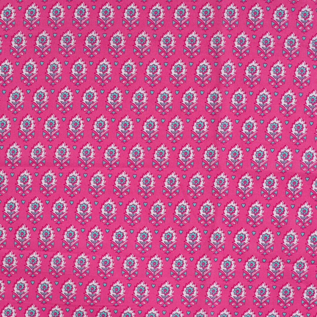 Baumwoll Voile "abstrakt" - pink/türkis