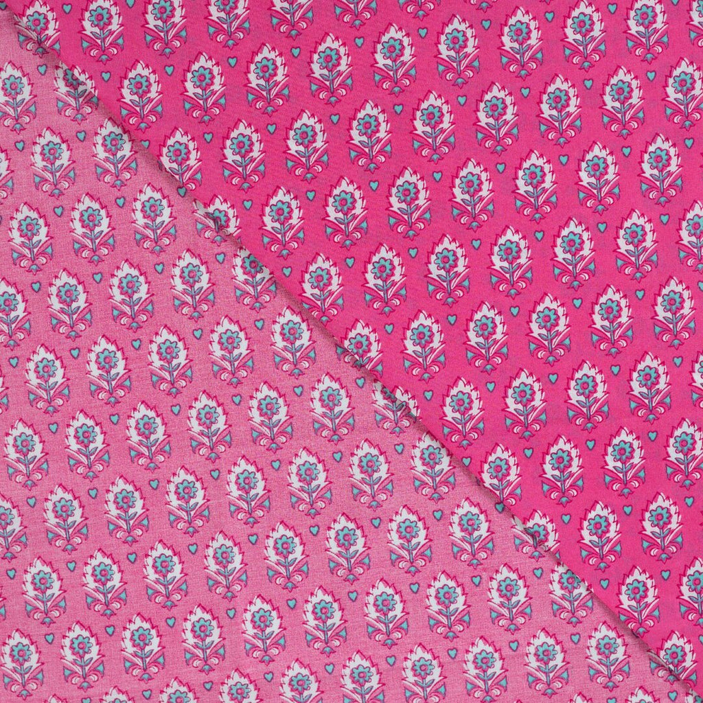 Baumwoll Voile "abstrakt" - pink/türkis