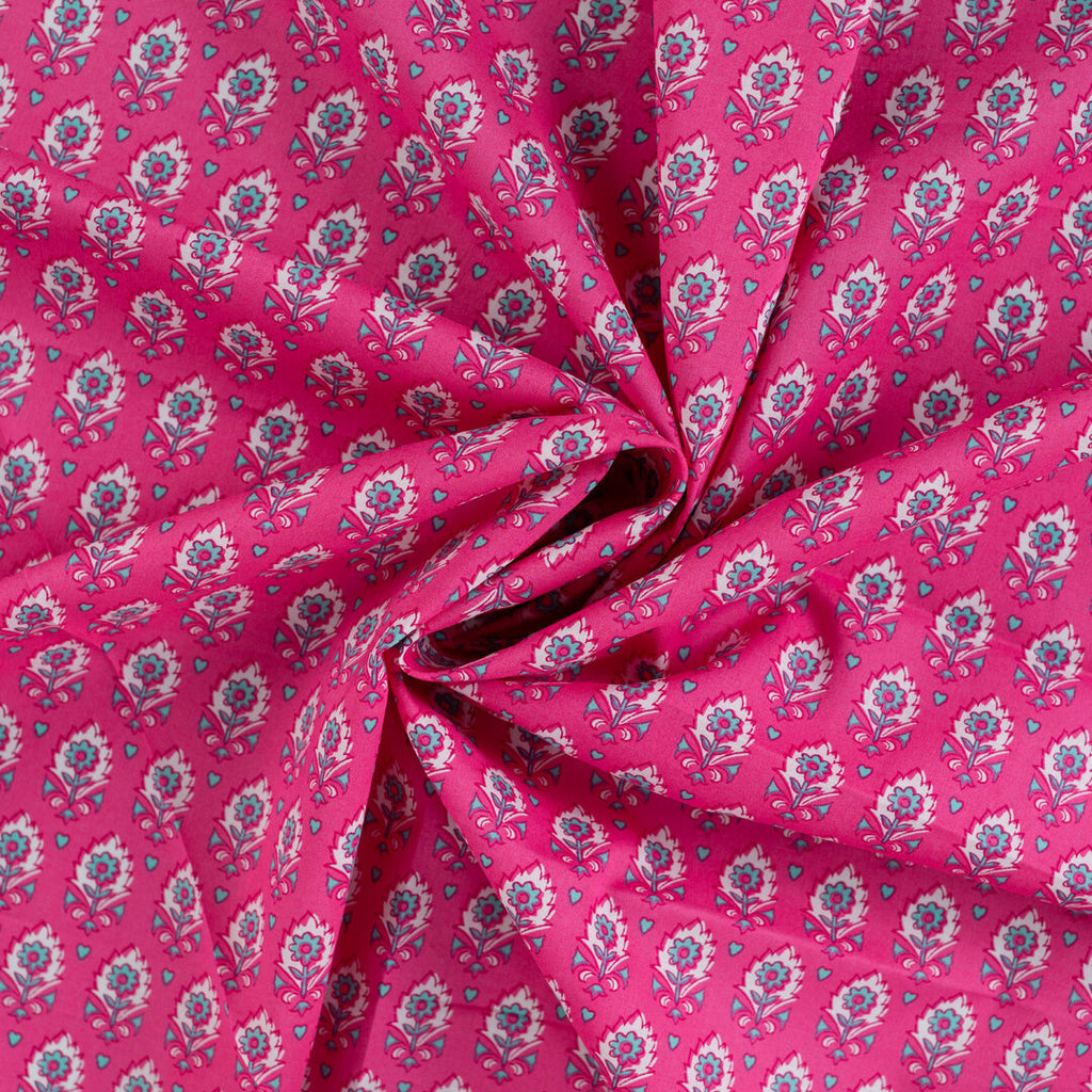 Baumwoll Voile "abstrakt" - pink/türkis