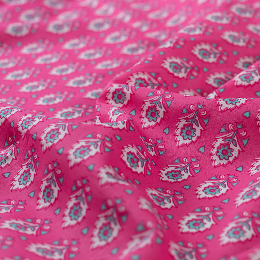 Baumwoll Voile "abstrakt" - pink/türkis