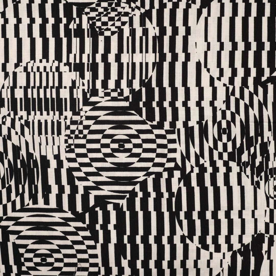 Viskose Stretch "circles and stripes" - schwarz/weiß