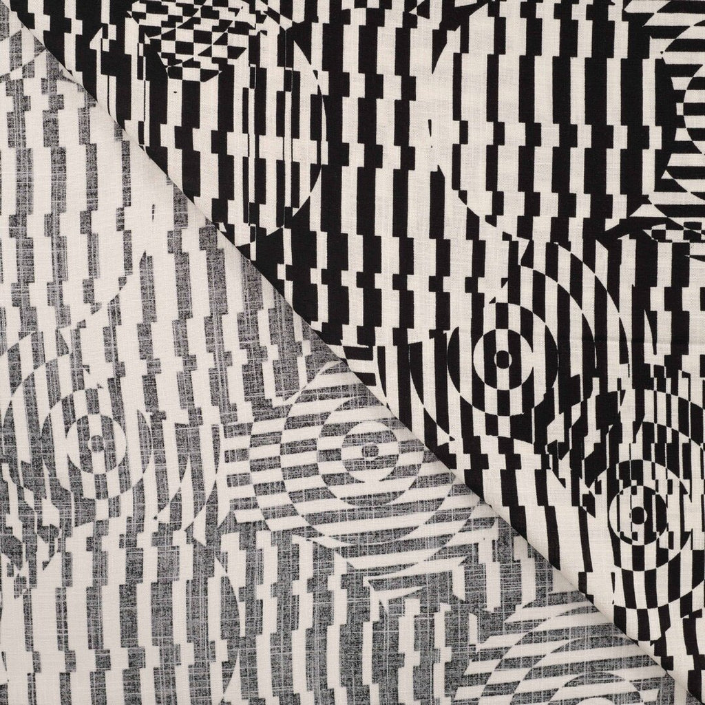 Viskose Stretch "circles and stripes" - schwarz/weiß