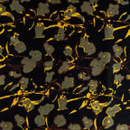Viskose Satin floral - schwarz/oliv