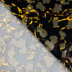 Viskose Satin floral - schwarz/oliv
