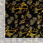 Viskose Satin floral - schwarz/oliv