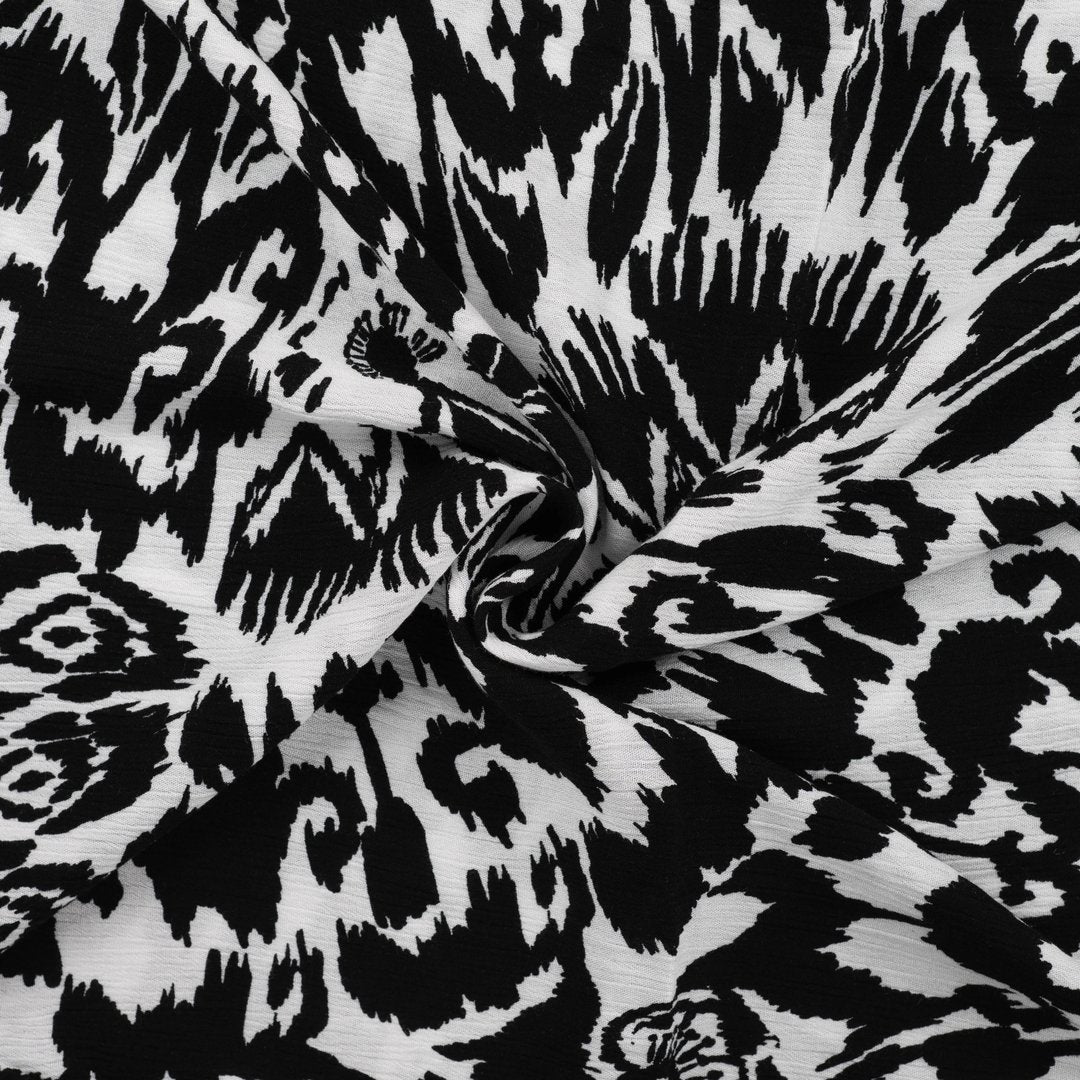 Viskose crinkle floral - black&white *Videovorstellung*