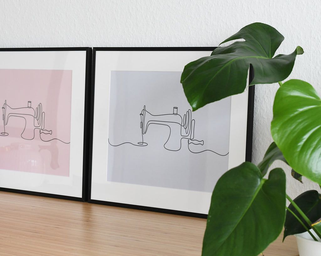 Poster Nähmaschine rose