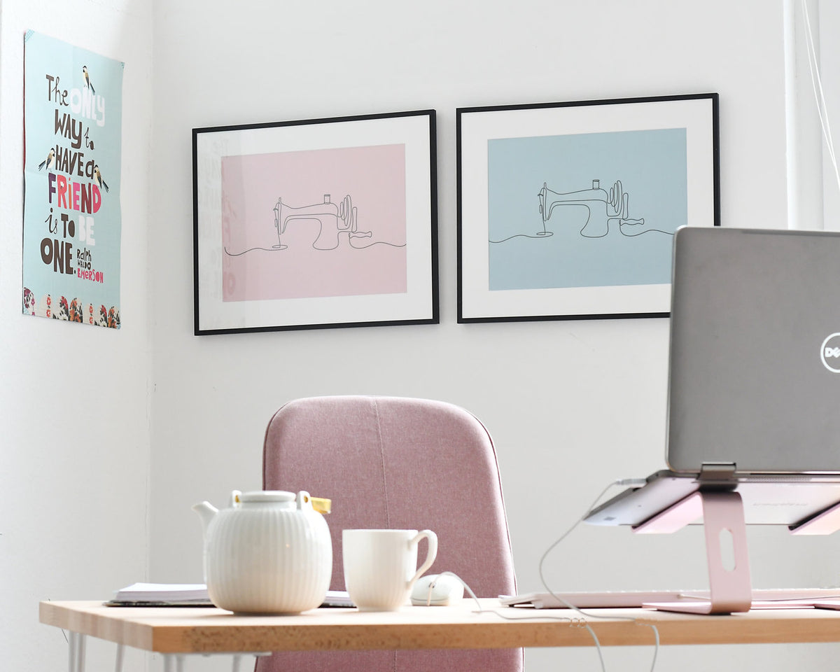 Poster Nähmaschine rose