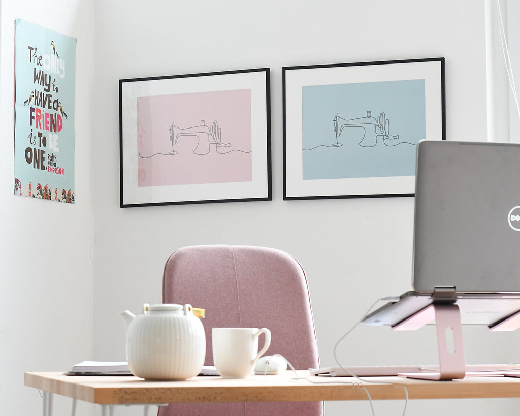 Poster Nähmaschine türkis