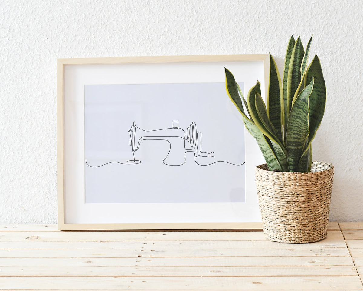 Poster Nähmaschine grau
