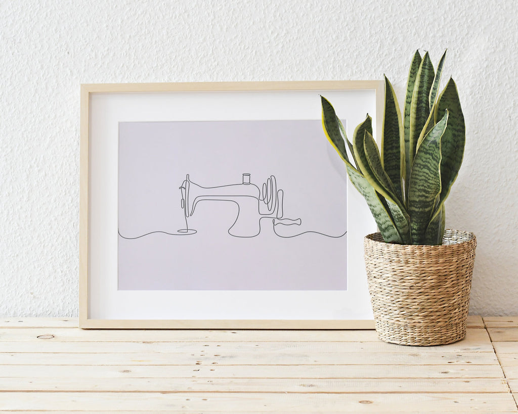 Poster Nähmaschine mauve