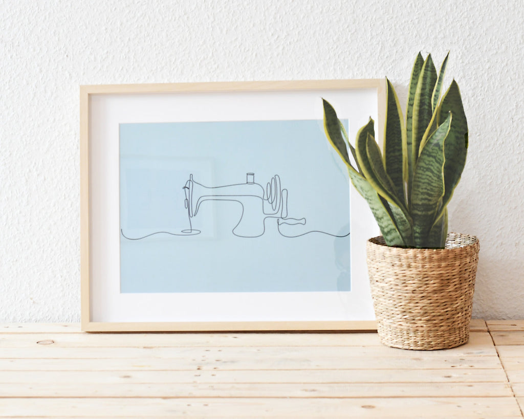 Poster Nähmaschine türkis