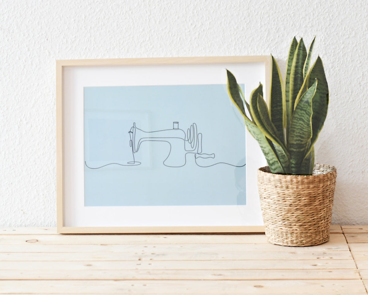 Poster Nähmaschine türkis