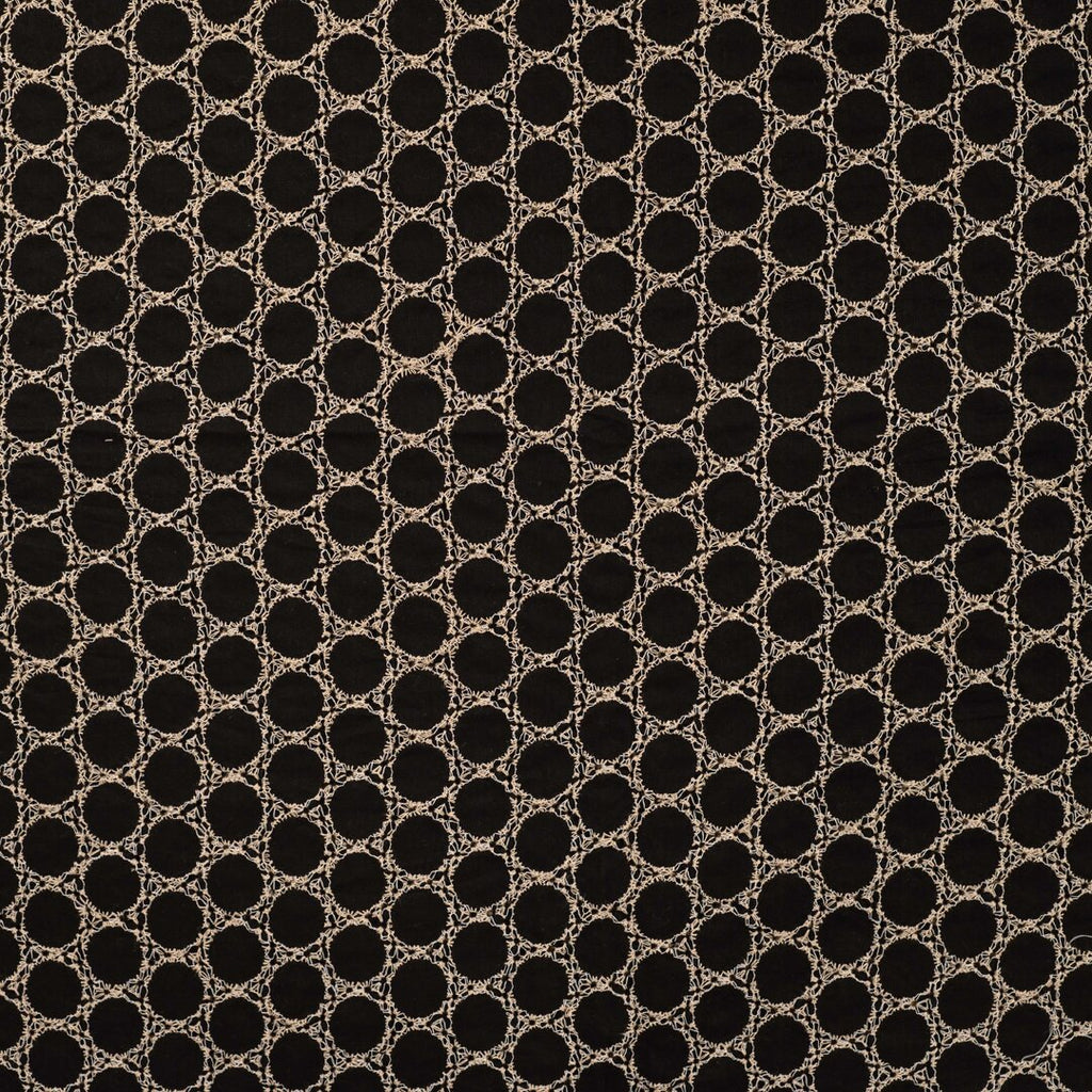 Baumwoll-Stickerei Blumenkreise - schwarz