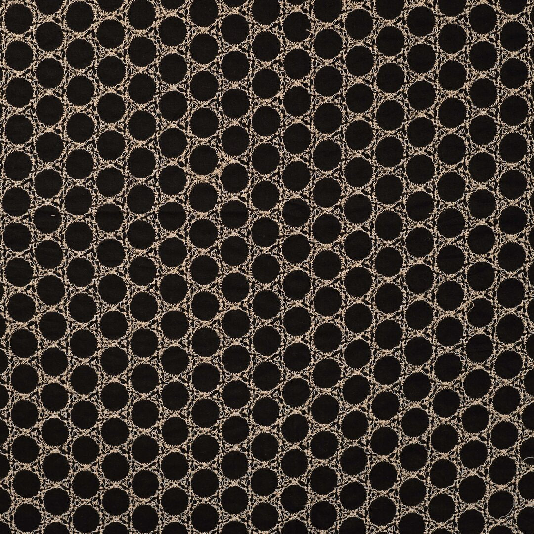 Baumwoll-Stickerei Blumenkreise - schwarz