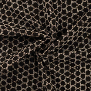 Baumwoll-Stickerei Blumenkreise - schwarz