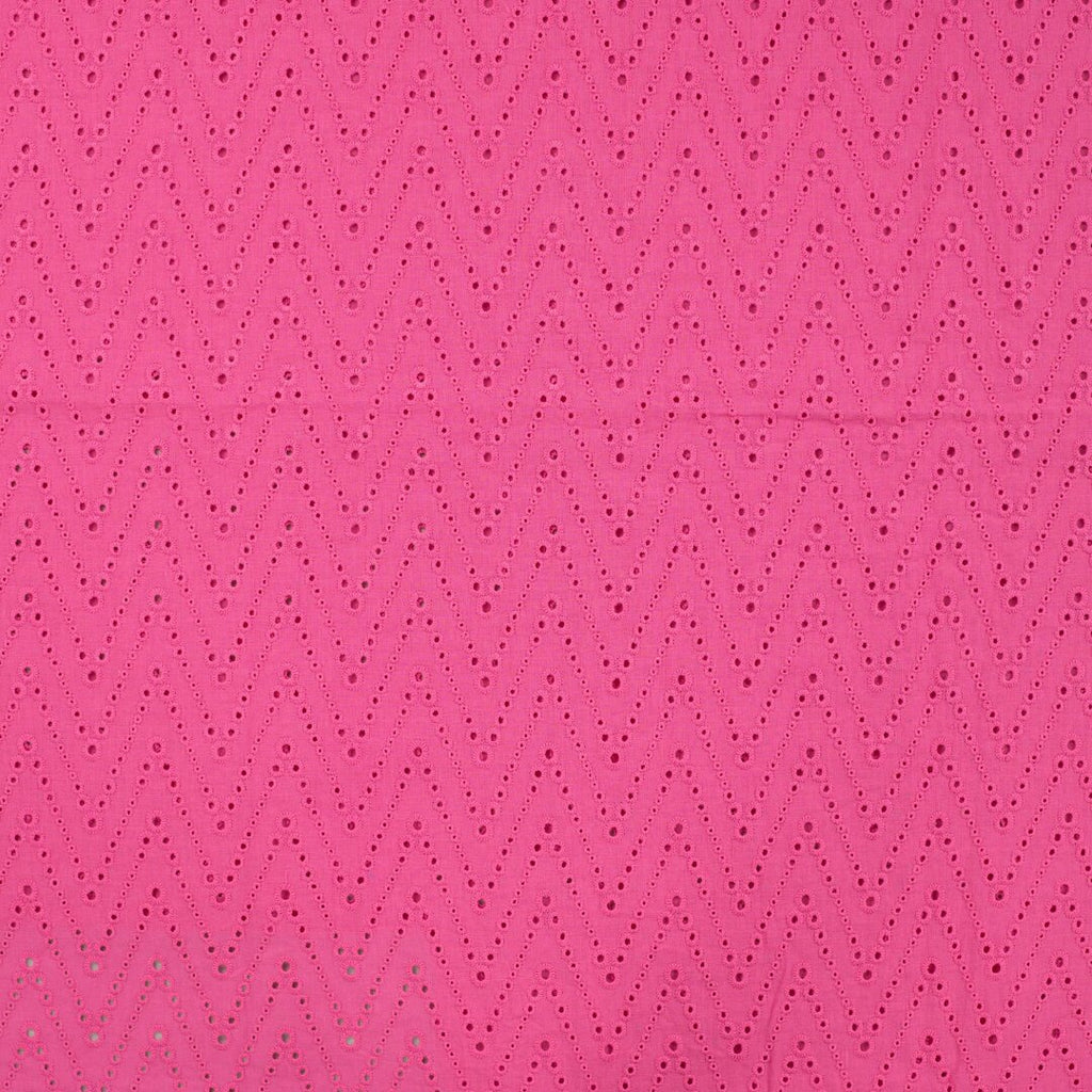 Baumwollstoff mit Loch-Stickerei "Zickzack" - fuchsia