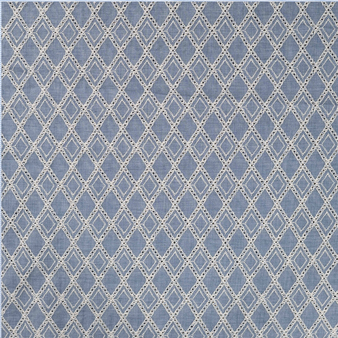 Baumwoll-Voile mit Ornament-Stickerei - denim