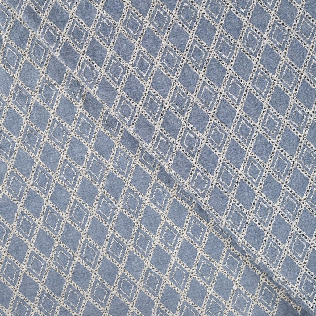 Baumwoll-Voile mit Ornament-Stickerei - denim