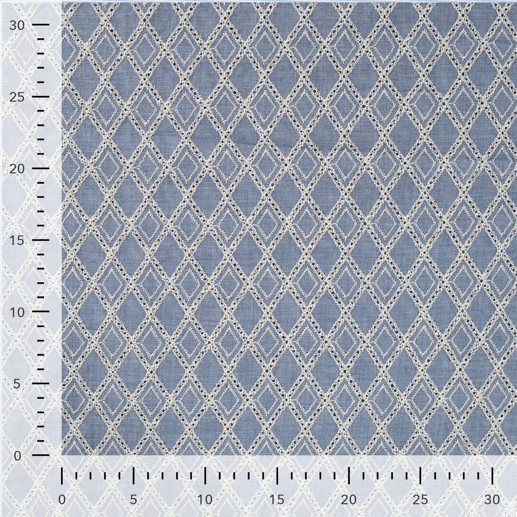 Baumwoll-Voile mit Ornament-Stickerei - denim