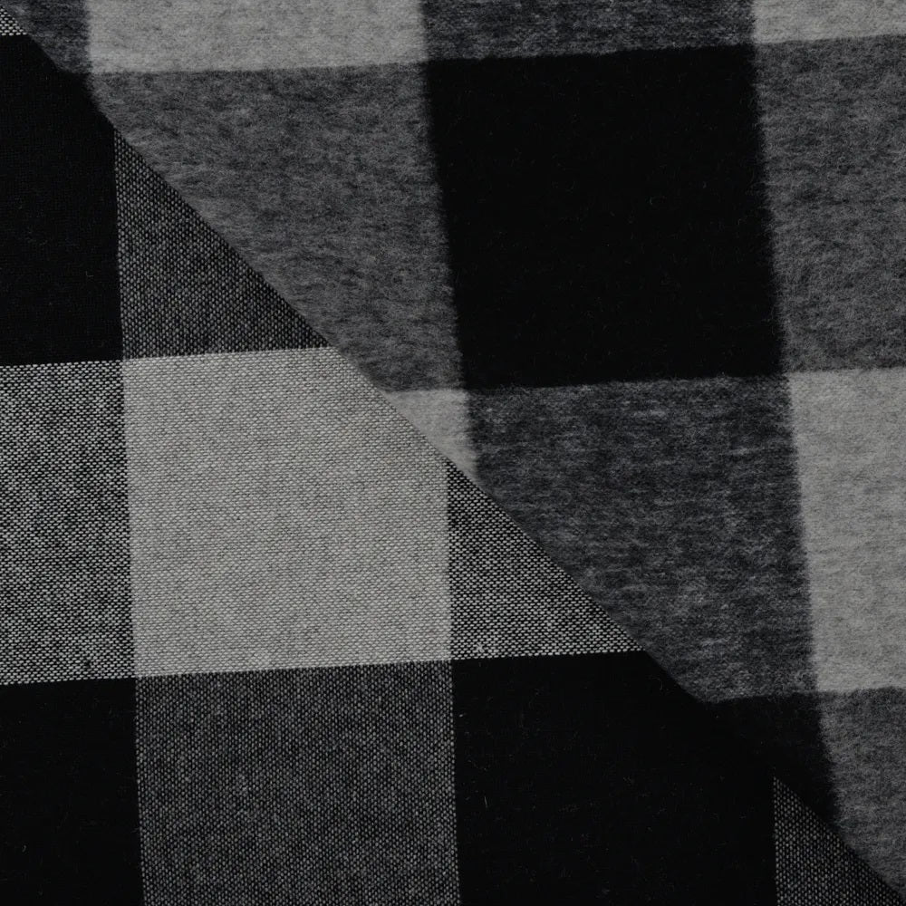 Mantelstoff "brushed check" - grau *Videovorstellung*