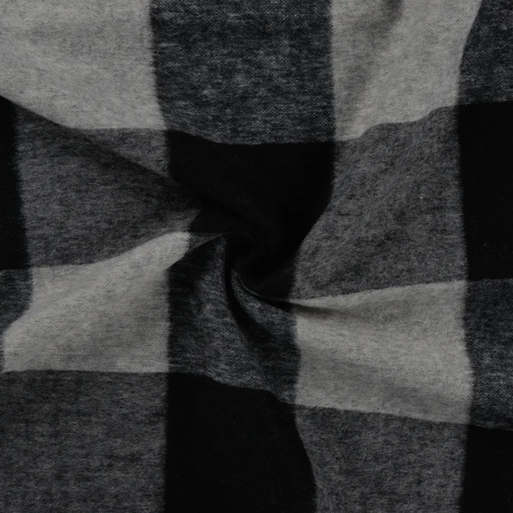 Mantelstoff "brushed check" - grau *Videovorstellung*