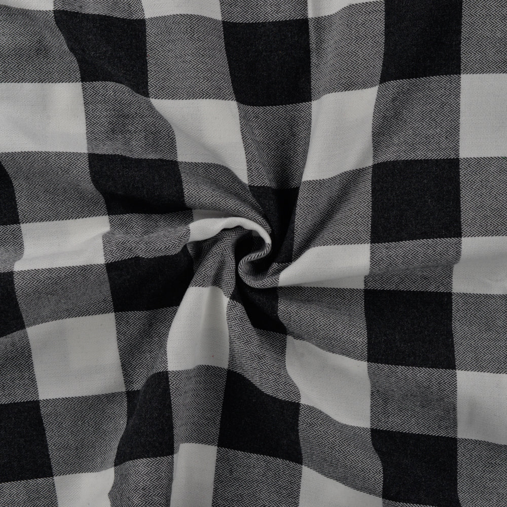 Baumwoll-Flanell "chevron" - Karos schwarz/weiß