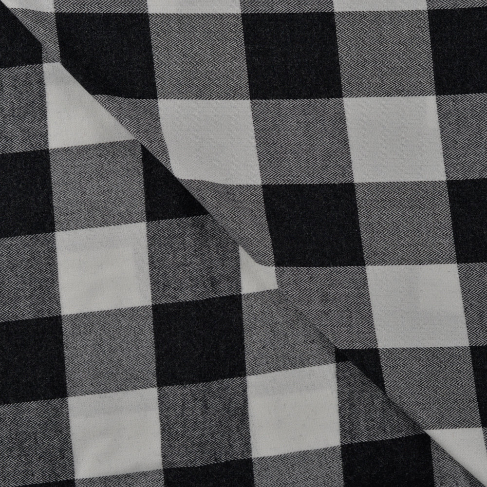 Baumwoll-Flanell "chevron" - Karos schwarz/weiß