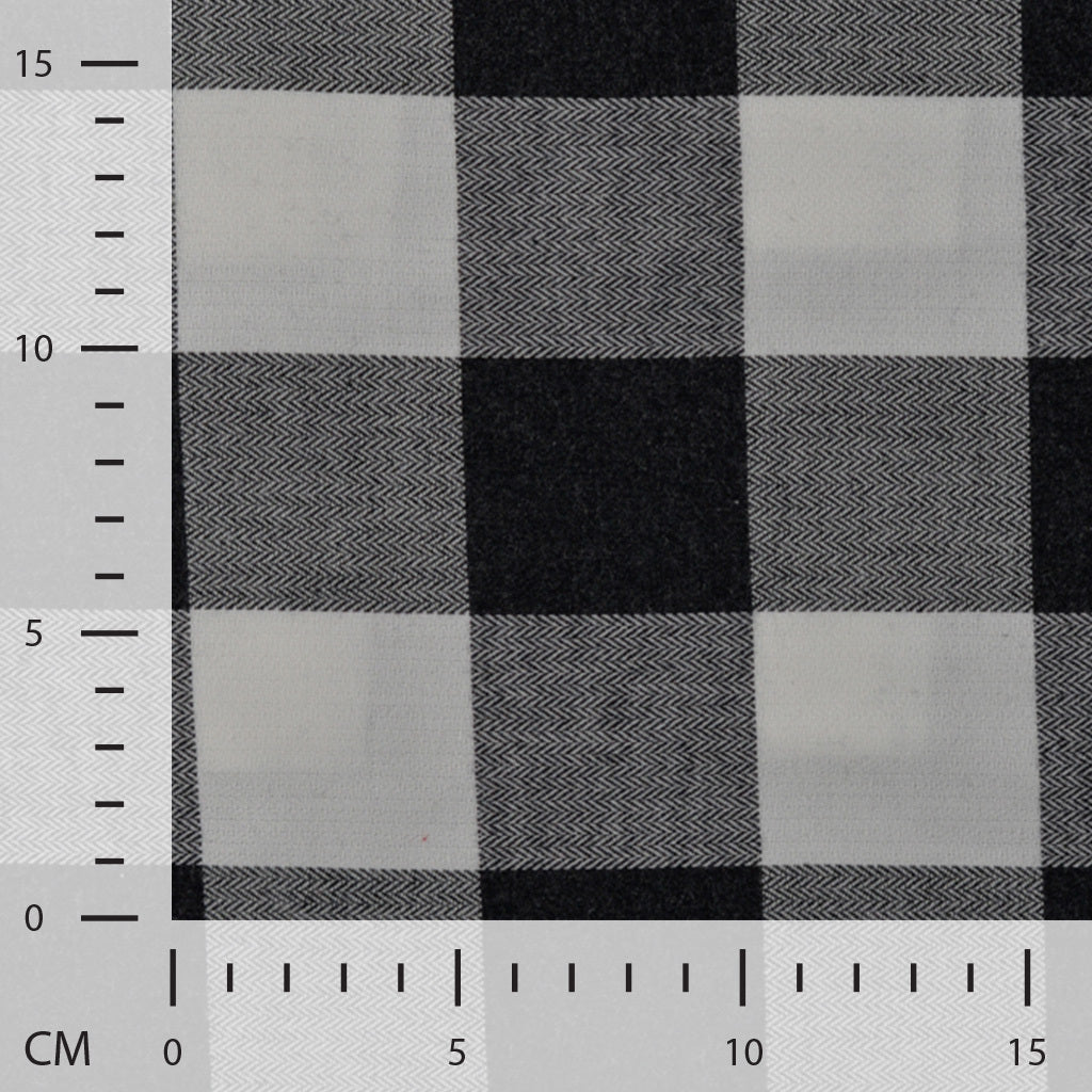 Baumwoll-Flanell "chevron" - Karos schwarz/weiß