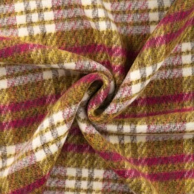 Manteltweed mit Flauschabseite - senf/pink *Videovorstellung*