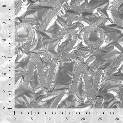 Wattierter Jackenstoff Alphabet "geprägt" - silber *Videovorstellung*
