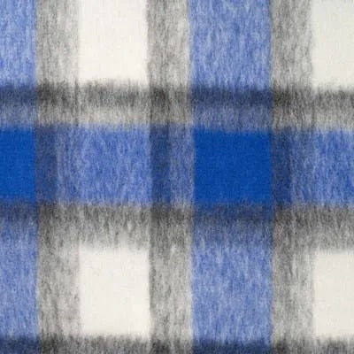 Mantelstrick Wolle brushed check - royal *Videovorstellung*