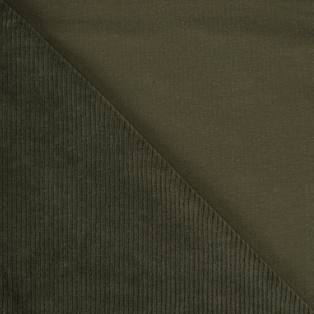 Cord Jersey - elastisch mit klassischer Rillenstruktur - khaki - Reststück 1,7M