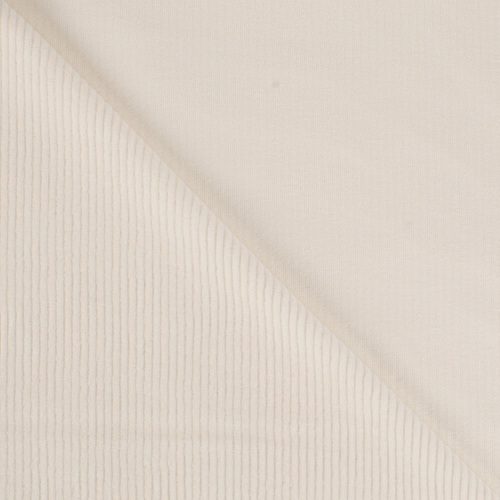 Cord Jersey - elastisch mit klassischer Rillenstruktur - ecru